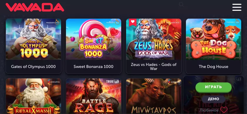 Вавада казино на Android